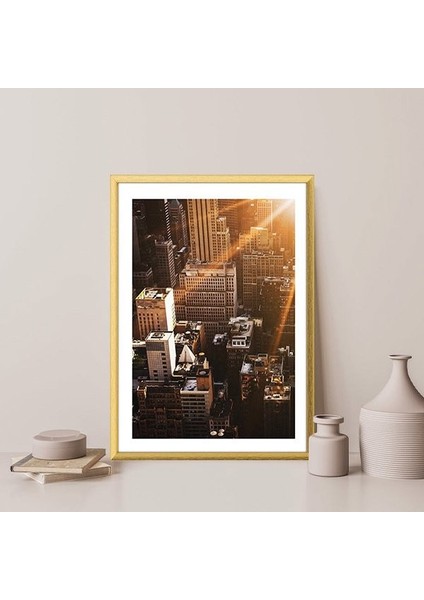 Gün Batımı Binalar 3 Çerçeve ve Poster - M1039