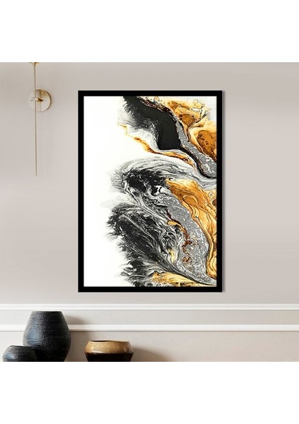 Turuncu - Gri Soyut 1 Çerçeve ve Poster - SO1090