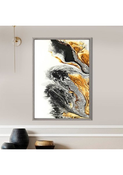 Turuncu - Gri Soyut 1 Çerçeve ve Poster - SO1090