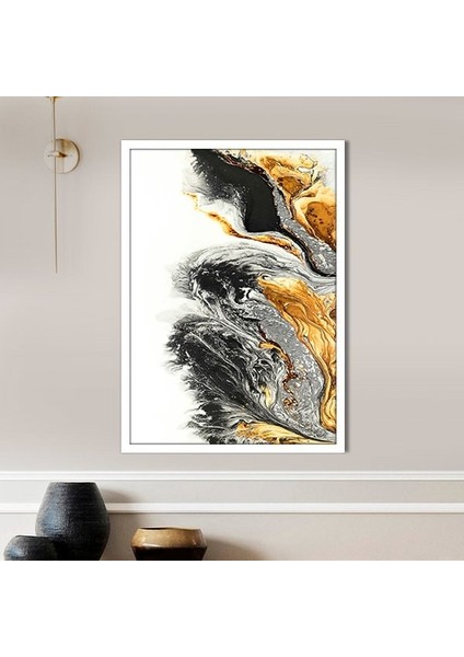 Turuncu - Gri Soyut 1 Çerçeve ve Poster - SO1090
