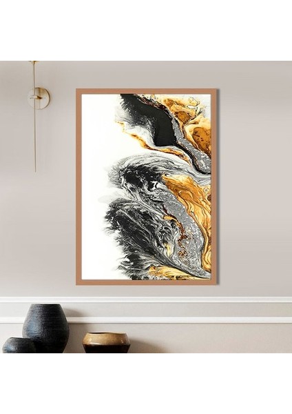 Turuncu - Gri Soyut 1 Çerçeve ve Poster - SO1090