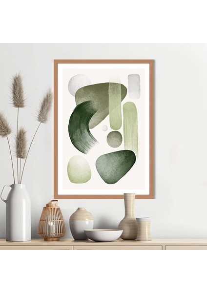 Sulu Boya Temalı Yeşil Tonlar 7 Çerçeve ve Poster - IL1074 indirimleri