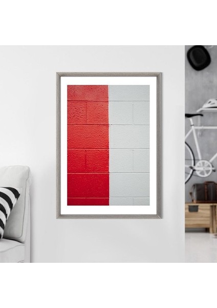 Kırmızı - Beyaz Duvar 2 Çerçeve ve Poster - SO1148