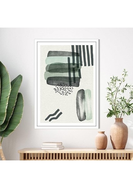 Sulu Boya Temalı Yeşil Tonlar 3 Çerçeve ve Poster - C1239