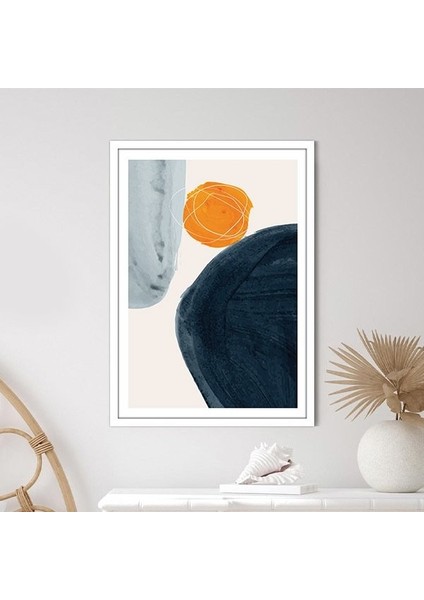 Mavi - Turuncu Geometrik Desenler 3 Çerçeve ve Poster - SO1071