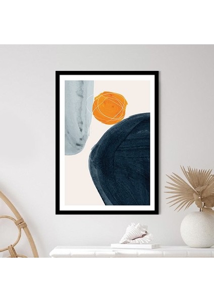 Mavi - Turuncu Geometrik Desenler 3 Çerçeve ve Poster - SO1071 fiyatları