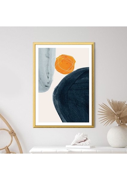 Mavi - Turuncu Geometrik Desenler 3 Çerçeve ve Poster - SO1071 fırsatları
