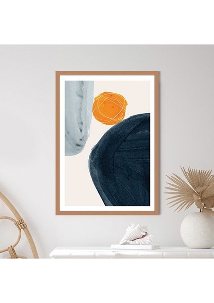 Mavi - Turuncu Geometrik Desenler 3 Çerçeve ve Poster - SO1071 indirimleri