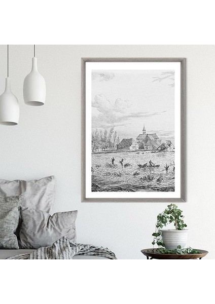 Karakalem Nehir 1 Çerçeve ve Poster - SNT1028