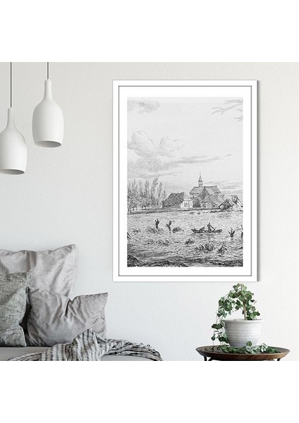 Karakalem Nehir 1 Çerçeve ve Poster - SNT1028