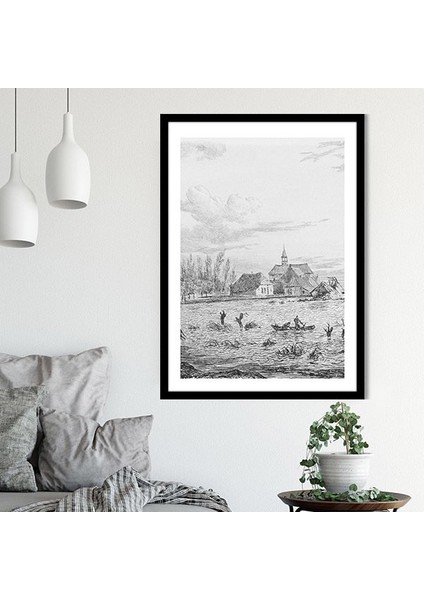 Karakalem Nehir 1 Çerçeve ve Poster - SNT1028