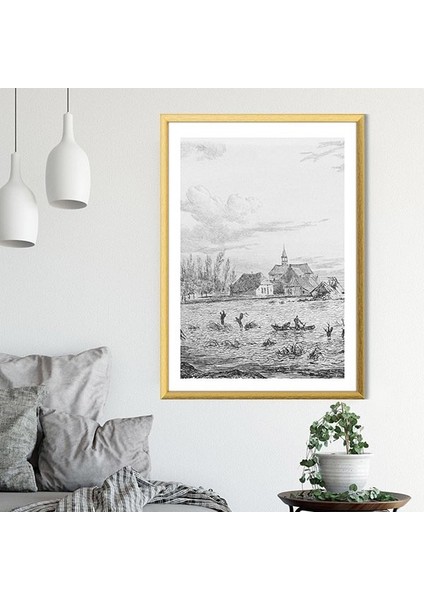 Karakalem Nehir 1 Çerçeve ve Poster - SNT1028