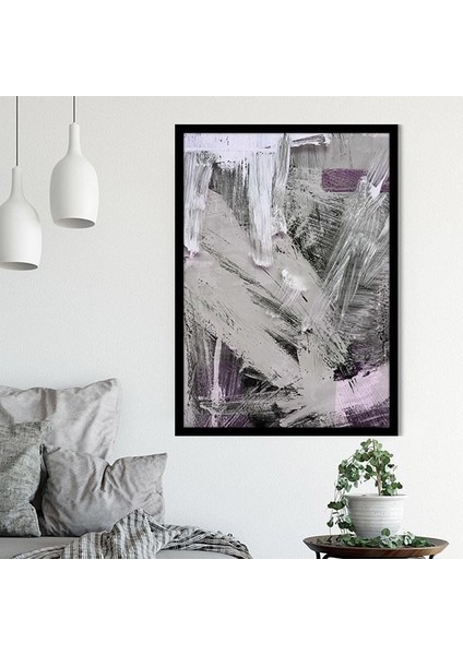 Gri - Mor Yağlı Boya Dokulu 1 Çerçeve ve Poster - SO1102
