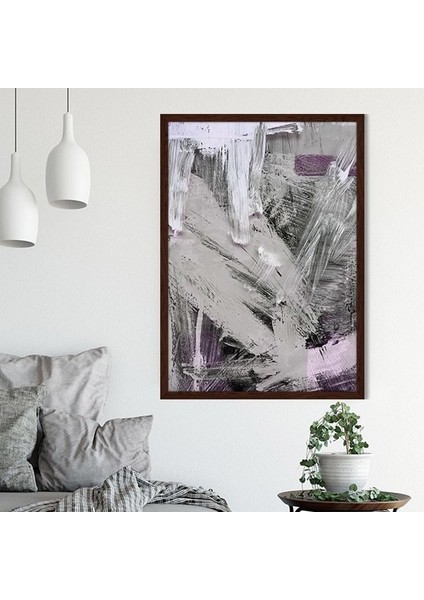 Gri - Mor Yağlı Boya Dokulu 1 Çerçeve ve Poster - SO1102 indirimleri