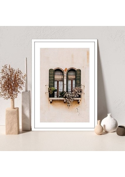 Yeşil Pervazlı Pencere 1 Çerçeve ve Poster - M1025