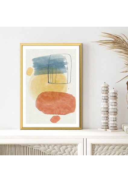 Turuncu - Sarı - Mavi Geometrik Desenler 1 Çerçeve ve Poster - SO1076
