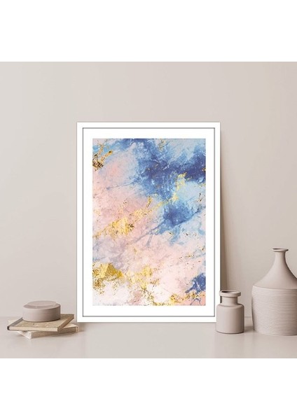 Pembe - Mavi - Gold Soyut 1 Çerçeve ve Poster - SO1125 fiyatları