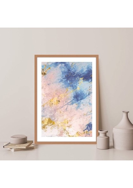 Pembe - Mavi - Gold Soyut 1 Çerçeve ve Poster - SO1125 fırsatları