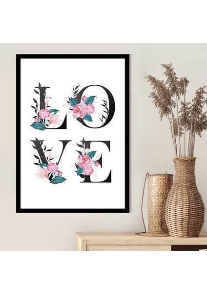 Çiçekli Love Çerçeve ve Poster - TP1062