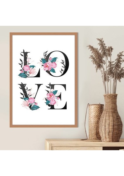 Çiçekli Love Çerçeve ve Poster - TP1062