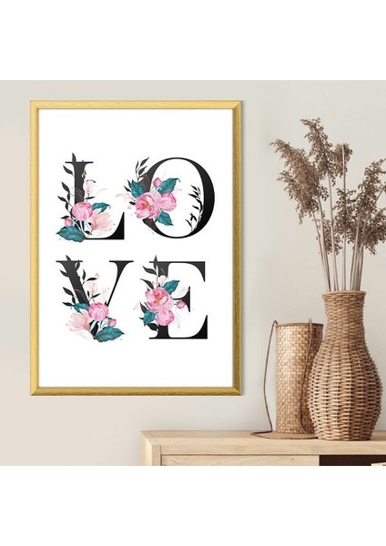 Çiçekli Love Çerçeve ve Poster - TP1062