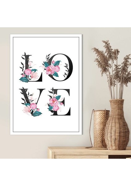 Çiçekli Love Çerçeve ve Poster - TP1062