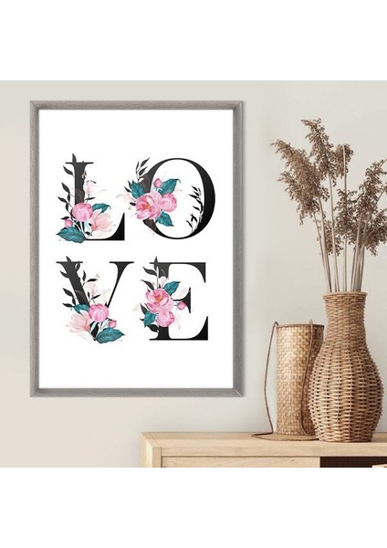 Çiçekli Love Çerçeve ve Poster - TP1062