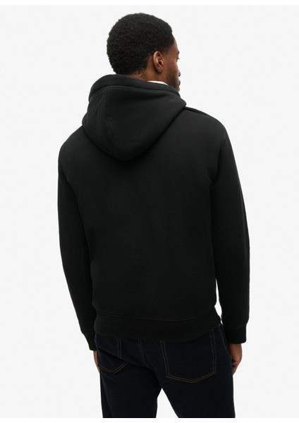 Kapüşon Yaka Siyah Erkek Sweatshırt M2013110A02A_ESSENTIAL Logo Hoodıe fırsatları