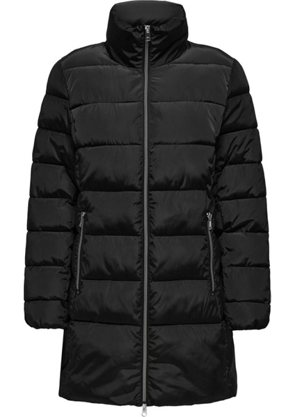Siyah Kadın Kaban Onlnewlına Puffer Zıp Coat Otw Kta
