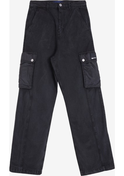 Jeans Düz Paça Siyah Erkek Kargo Pantolon 245D1002_KLJ Mıx Materıal Utılıty P