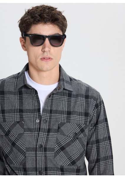 Comfort Fit Klasik Yaka Antrasit Erkek Gömlek ACE202510067_GÖMLEK Cen Dy fırsatları