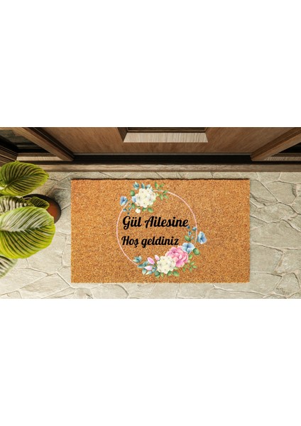 Kapı Önü Paspası Kişiye Özel Yazı Yazılır Koko Model Yuvarlak Çiçek PK-1525 indirimleri
