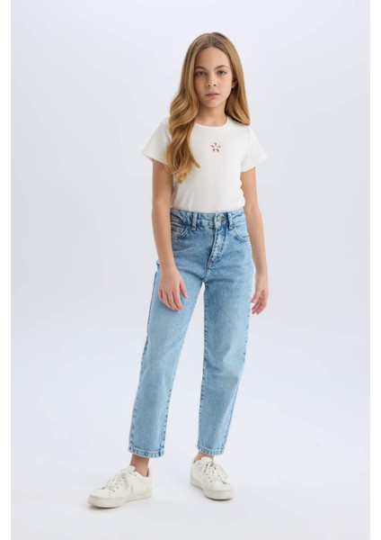 Kız Çocuk Mom Fit Standart Paça Jean Trousers D9155A825SP