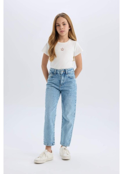 Kız Çocuk Mom Fit Standart Paça Jean Trousers D9155A825SP