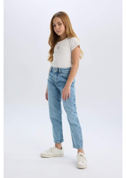 Kız Çocuk Mom Fit Standart Paça Jean Trousers D9155A825SP