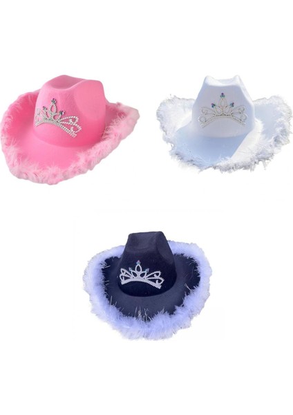 Bayanlar Kostüm Kokteyli + + 38X35CM Için 3 Kont Şapkasıı Cowgirl Şapkası (Yurt Dışından)