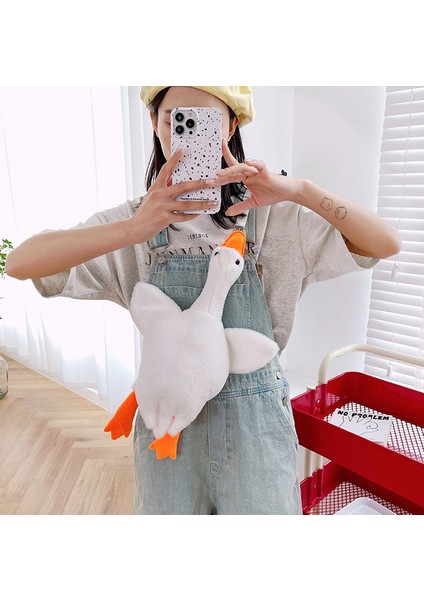 Büyük Beyaz Kaz Peluş Çanta Çanta Sevimli Kız Kalp Çok Yönlü Moda Tek Omuz Crossbody Çanta (Yurt Dışından) fırsatları