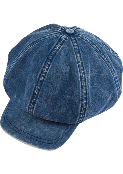 Denim Newsboy Şapkalar Düz Şapkalar Şak 8 Panel Kadın Mavi (Yurt Dışından)