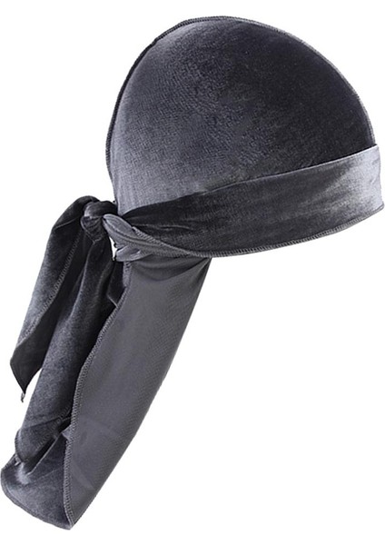 Kadınlar Erkek Kadife Headwrap Beanie Chemo Hat Gri (Yurt Dışından)