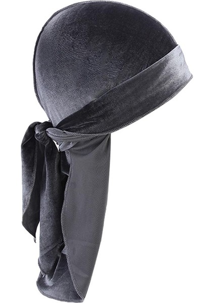 Kadınlar Erkek Kadife Headwrap Beanie Chemo Hat Gri (Yurt Dışından)