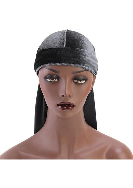 Kadınlar Erkek Kadife Headwrap Beanie Chemo Hat Gri (Yurt Dışından)