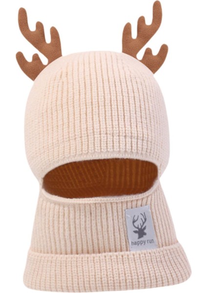 Kış Şapka Şapkalar Boyun Eşarp Komik Örme Şapka Kadın Erkek Doğum Günü Hediyesi Bej (Yurt Dışından)