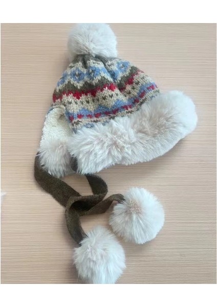 Kadın Kış Kalınlaşmış ve Kadife Sıcak Kulak Koruyucu Yün Şapka Açık Soğuk Moda Kayak Şapkası (Yurt Dışından)