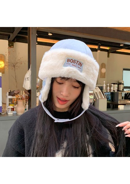 Kadın Sonbahar ve Kış Sıcak Kulak Koruması Kalın Artı Kadife Gök Gürültüsü Şapka Rüzgar Geçirmez ve Soğuk Ot Şapka (Yurt Dışından)