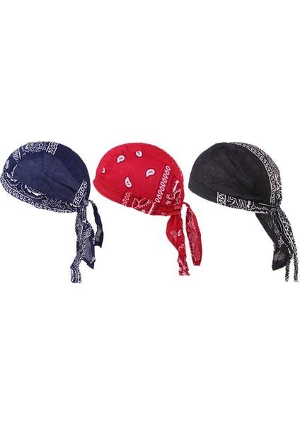 3 Türban Şapka Kaybı Başörtüsüğı Kırmızı + + Mavi 58-60 cm (Yurt Dışından)