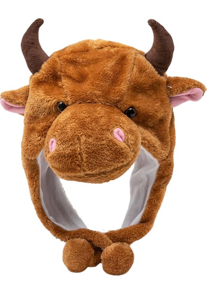 Schattige Koe Hoofddeksels Mode Warm, Pluche Kışlık Çapa Vee Stier Hoed Brown (Yurt Dışından)