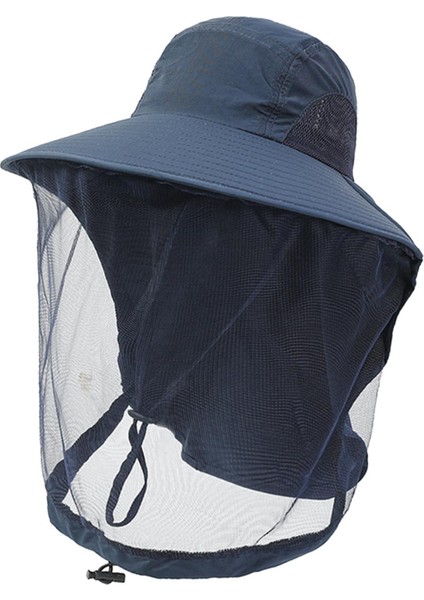 Arıcılık Ağ Şapka Hafif Taşınabilir Koruyucu Başlıklı Ağ Arıcı Lacivert (Yurt Dışından)