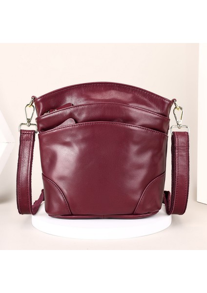 Kadın Çantası Deri Bayan Kova Çanta Sığır Derisi Crossbody Omuz Çantası Kadın (Yurt Dışından)