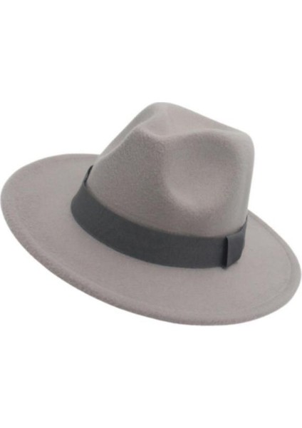 Şık Fedora Ş Kurdele Kış Açık Gri (Yurt Dışından)