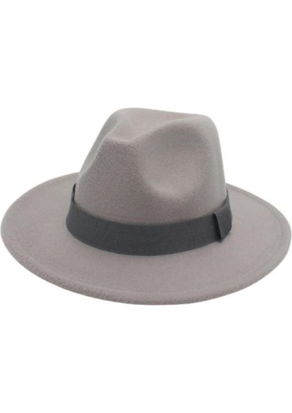 Şık Fedora Ş Kurdele Kış Açık Gri (Yurt Dışından)